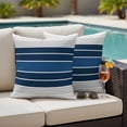 thumbnail image 4 of Lake Blue Stripes Outdoor Waterproof Pillow Covers, Modern Minimalist Gradient Lines Decorative Square Throw Pillowcase Sofa Cushion Sham for Patio/Couch/Chair, 24"x24" 2 Pack, 4 of 8