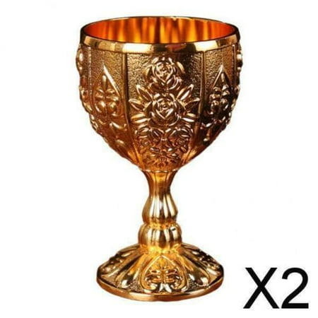

2X Metal Wine Goblet Cup Household Bar Wedding Parties Ornament Gold