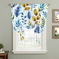 thumbnail image 2 of Blue Yellow Leaves Tie Up Curtains for Windows, Adjustable Balloon Window Shades, Spring Botanical Leaf Farmhouse Watercolor Kitchen Window Treatments Farmhouse Short Curtains with Rod Pocket 42"x45", 2 of 8
