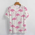 thumbnail image 3 of Flamingo Pattern Women's T-Shirt Short Sleeve T Shirts Tops Tee Ladies Loose T, 3 of 6