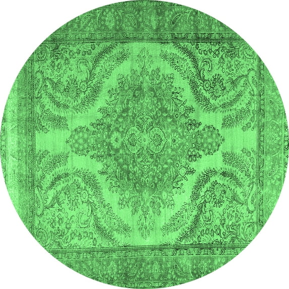 Ahgly Company Indoor Round Persian Emerald Green Traditional Area Rugs, 7' Round