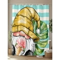 thumbnail image 4 of Tropical Summer Gnome Shower Curtain, Palm Leaf Stripes Bathroom Decor Curtains Set with Hooks, Yellow Green Waterproof Fabric Home Accessories， 72X 96 Inch Extra Long, 4 of 6