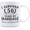 thumbnail image 2 of 50th Wedding Anniversary Mugs for Couple Husband Wife - I Survived 50 Years of Marriage and All I Got Was This Mug - 50 Year Anniversary 11 oz Coffee Mug for Him Her, 2 of 6