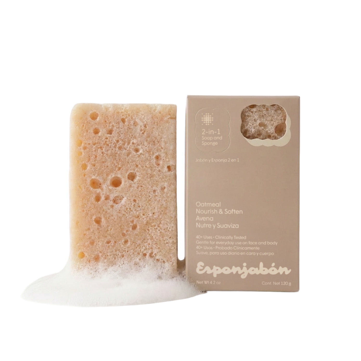 (3 pack) Esponjabon Oatmeal Soap Sponge - Soothe & Exfoliate 2-in-1 Soap Sponge - for Face and Body - 4.2 oz