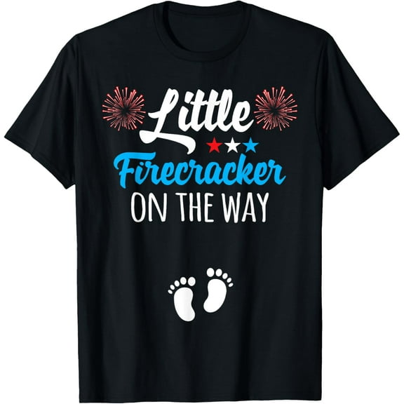 4th of July Pregnancy Shirt Little Firecracker on the Way T-Shirt