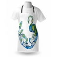 thumbnail image 3 of Peacock Apron Peacock Colorful Fashion Curvy Pattern Tropical Summer Blossom Flourish Artful, Unisex Kitchen Bib Apron with Adjustable Neck for Cooking Baking Gardening, Blue Green Pink, by Ambesonne, 3 of 3