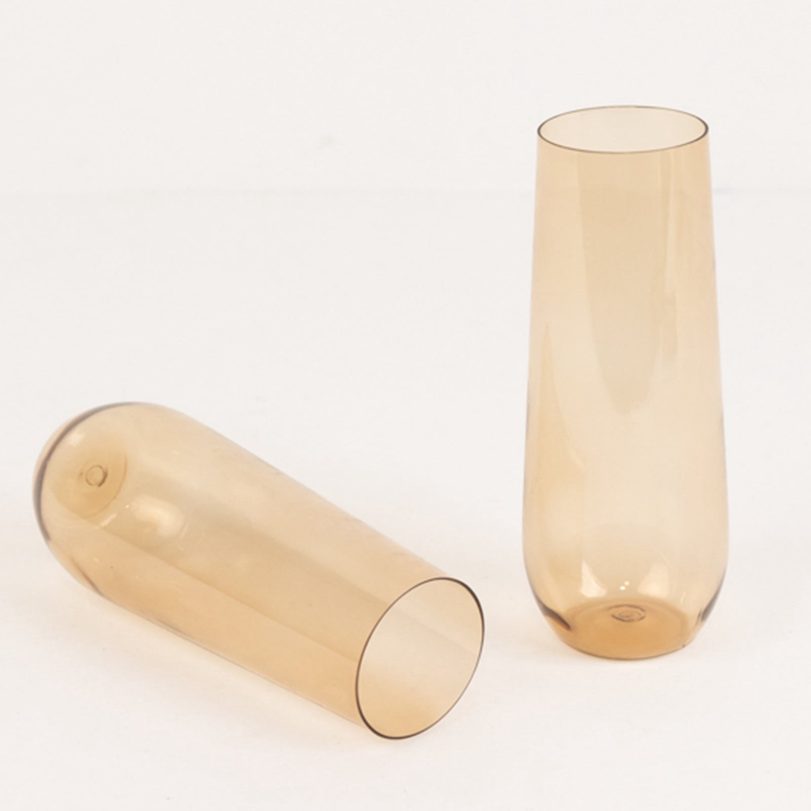 Efavormart 12 Pack Amber Gold Plastic Champagne Flutes Reusable Stemless Glasses For Champagne 9oz