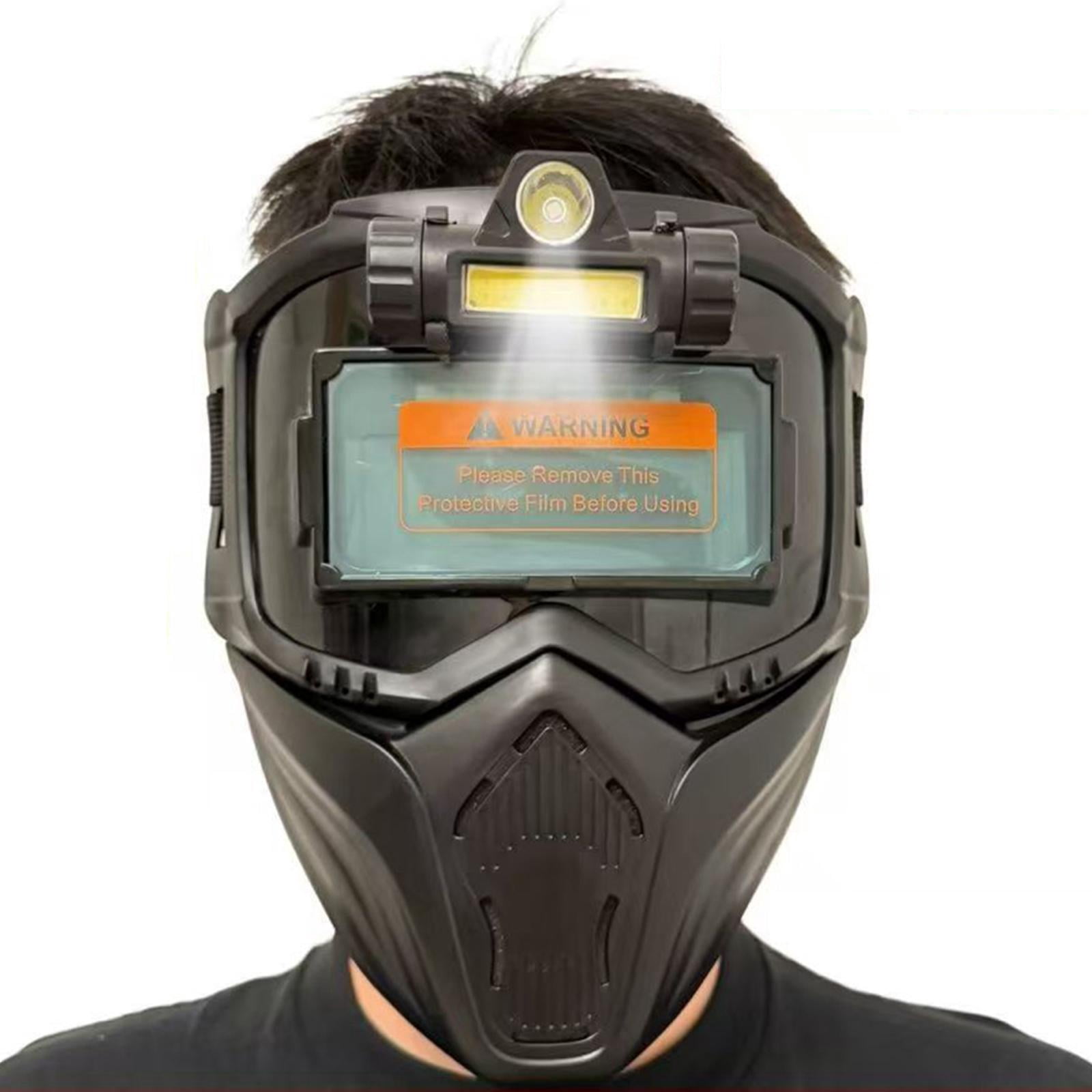 JISADER Auto Darkening Welding Face Cover Breathable Removable with Lights Face Hood