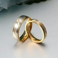 thumbnail image 4 of 18K Gold Plated Titanium Steel Silver Brushed Band Wedding Jewelry Couple Rings, 4 of 8
