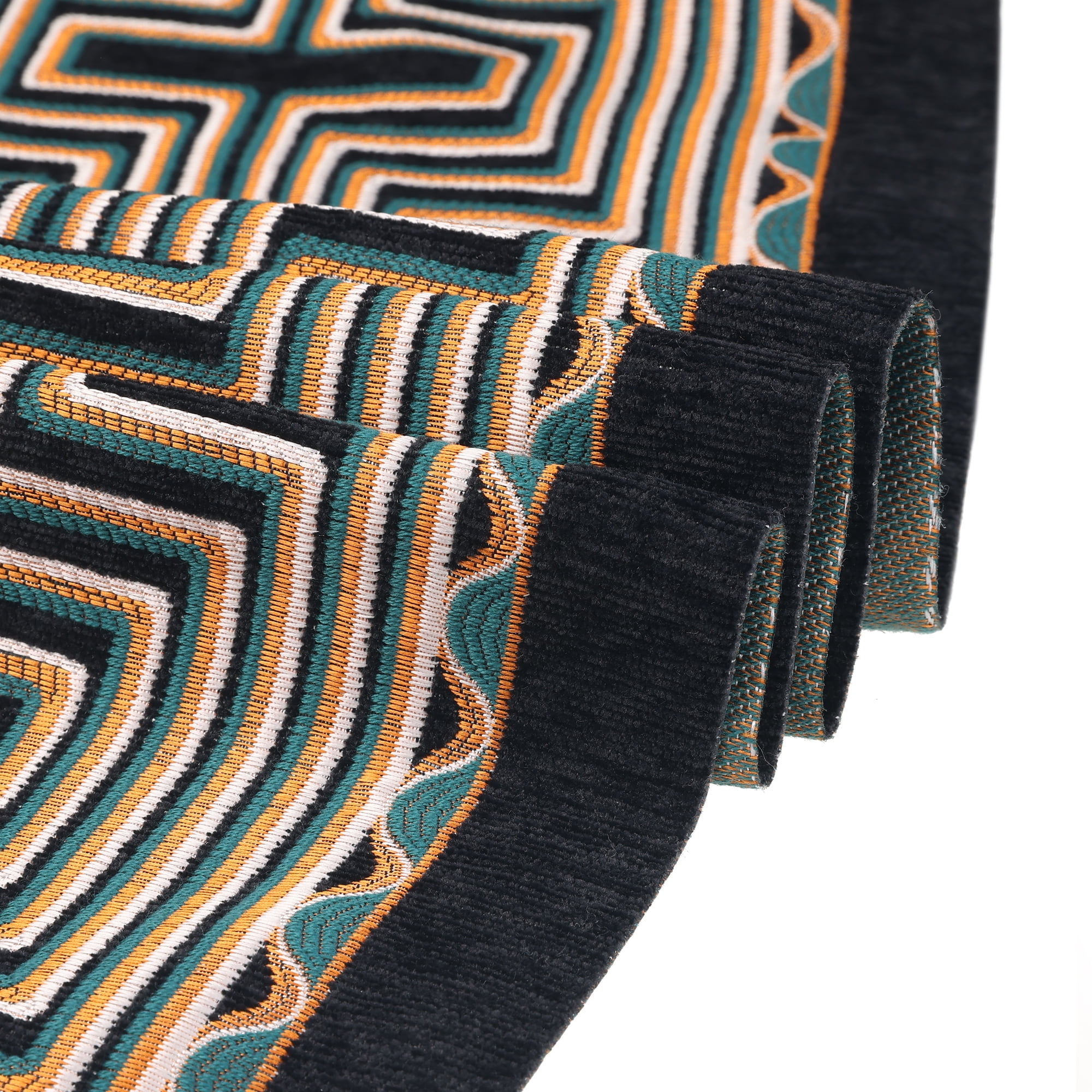 Unique Bargains Table Runner with Tassel Embroidery Table Flags Black 13"x71"