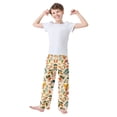 thumbnail image 2 of FORMRS Boys Pajama Pants with Pockets Size 6-8Y Kids Lounge Sleep Bottoms, Beige Retro Leaves, 2 of 8