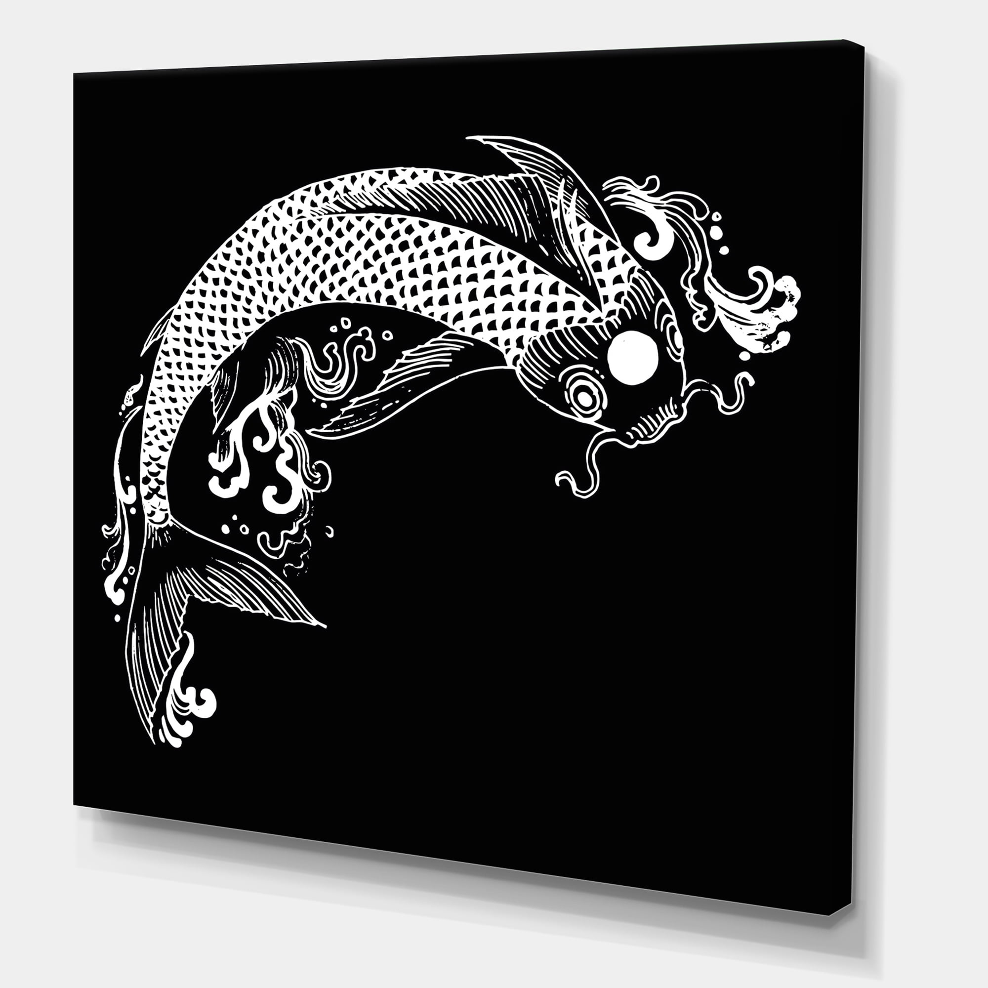 Designart ' Chinoiserie With Koi Fish I ' Traditional Canvas Wall Art Print