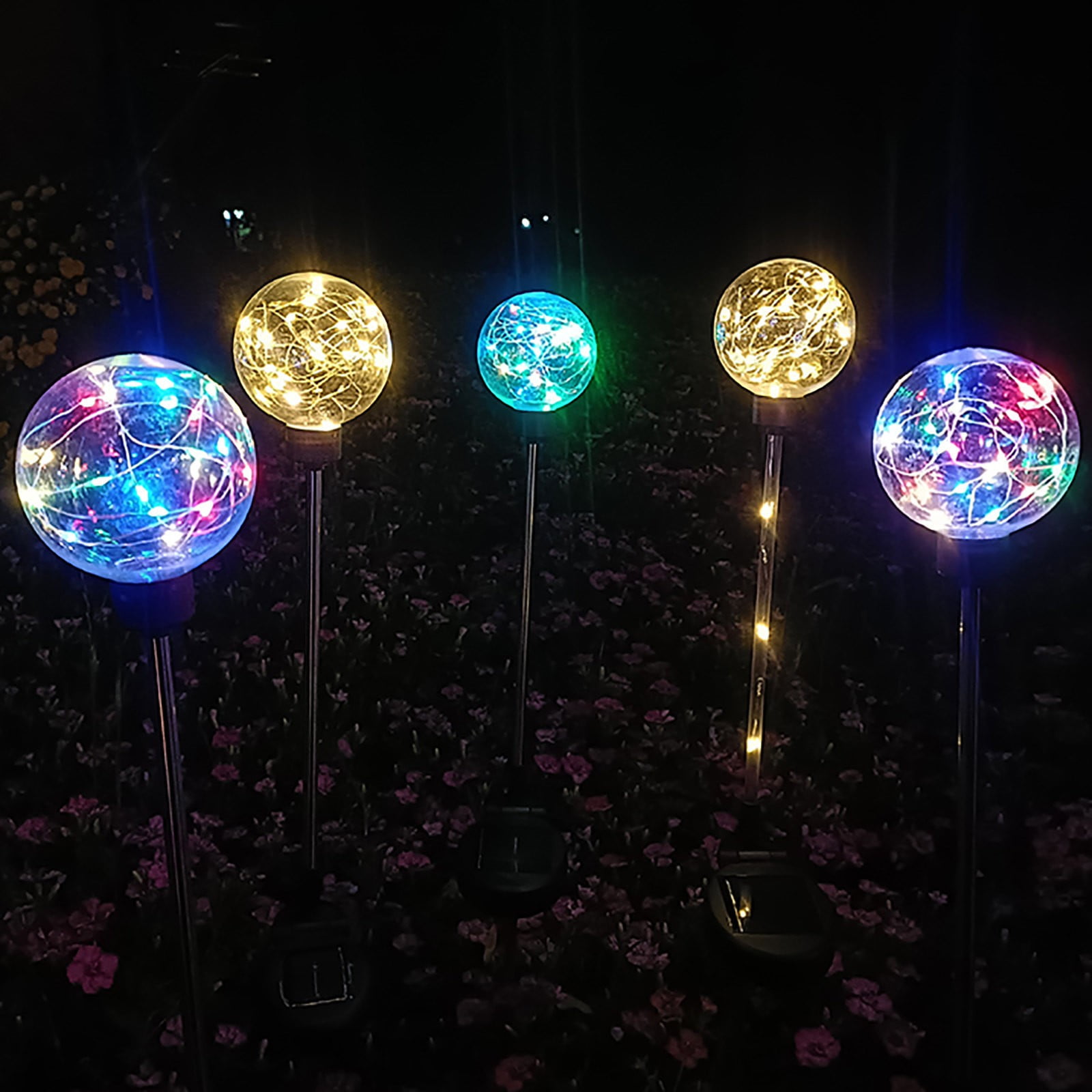 JilgTeok 6 Pcs Solar Garden Lights Solar Ball Lamps for Villa Yard Patio Landscape Decorative Insert Ground Lights Waterproof Outdoor Solar Lights