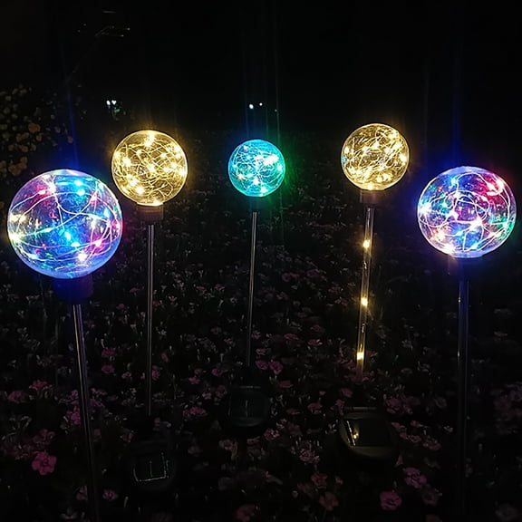 YardVibe Solar Garden Lights Outdoor, Multi-Color Changing & White 2 Modes Solar Powered Glass Ball Garden Lights Waterproof for Patio Decoration - Multicolor