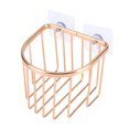 thumbnail image 1 of Portarrollos de papel higiénico de pared redondo dorado con cesta con ventosa para almacenamiento en el baño, 1 of 8