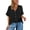 Black, variant on Flowy Button Down Sirts Womens 2026 Summer Plain Short Sleeve V Neck Tops Cotton Linen Beach Clothes Lightweight Tunic