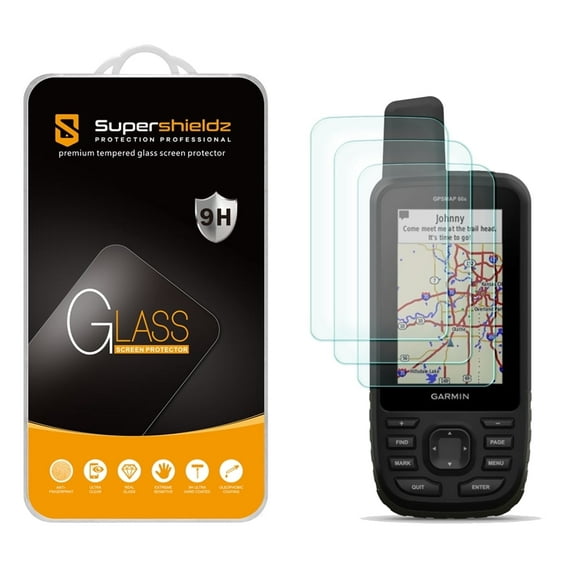 [3-Pack] Supershieldz for Garmin GPSMAP 67 67i 66i 66s 66st 66sr Tempered Glass Screen Protector, Anti-Scratch, Anti-Fingerprint, Bubble Free