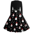 thumbnail image 3 of Christmas Dresses for Women Long Sleeve Flare Dress with Merry Christmas Print for Hollow Party Casual Square Collar Dresses,Black,, 3 of 4