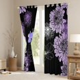 thumbnail image 3 of jejeloiu Purple Flower Blossom Black Out Curtains,Retro Floral Pattern Curtains Pack of 2 (42x63 Each),Minimalist Aesthetic Artwork Bedroom Curtains For Girls,Breathable Home Decor, 3 of 6