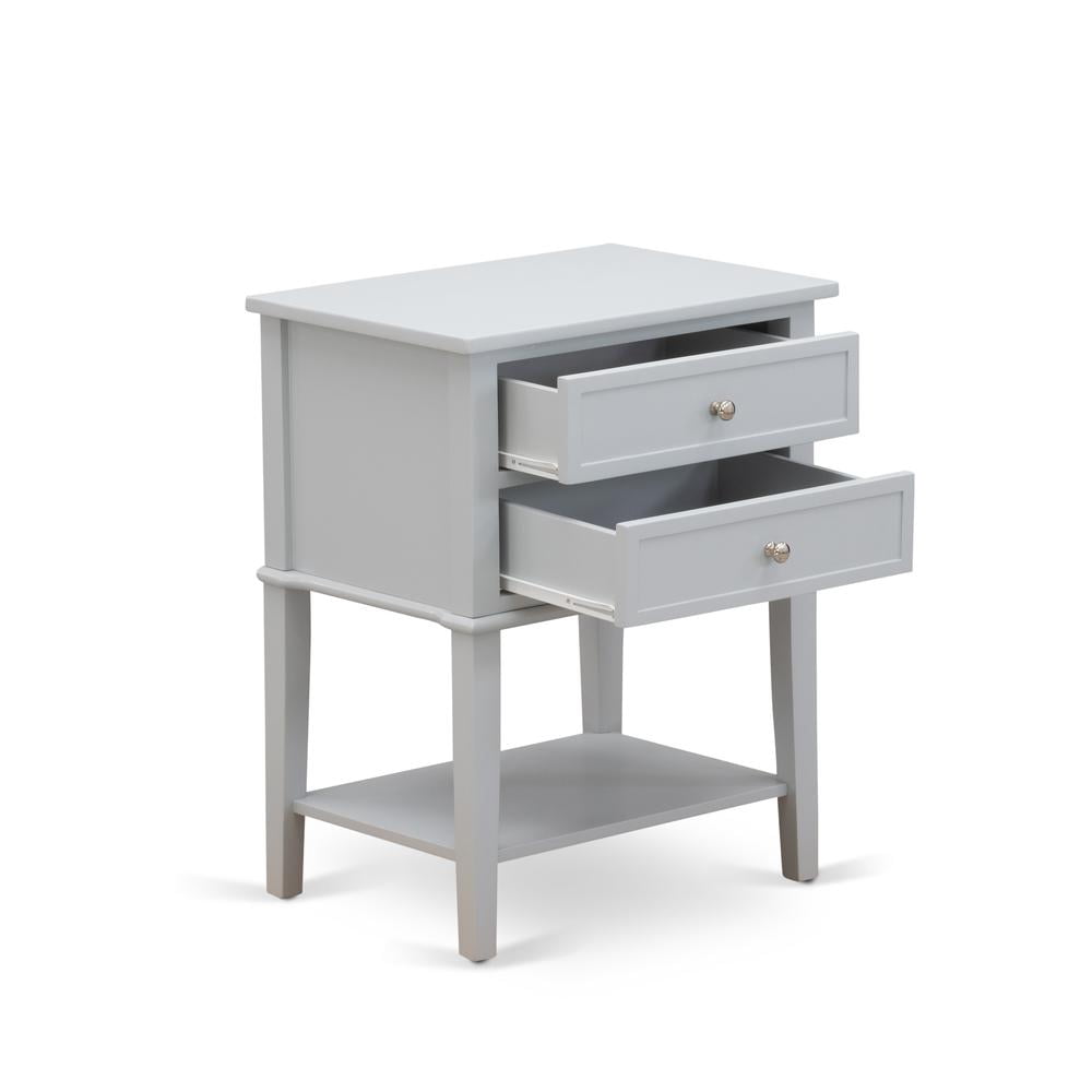 East West Furniture Valencia 16" Wood Nightstand with 2 Drawers in Urban Gray