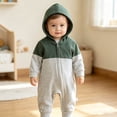 thumbnail image 2 of Mnyotv Infants Baby Boys Jumpsuits Hooded Long Sleeve Zip Rompers Infants Spring Fall Clothes Size 0-3 Months, 2 of 6