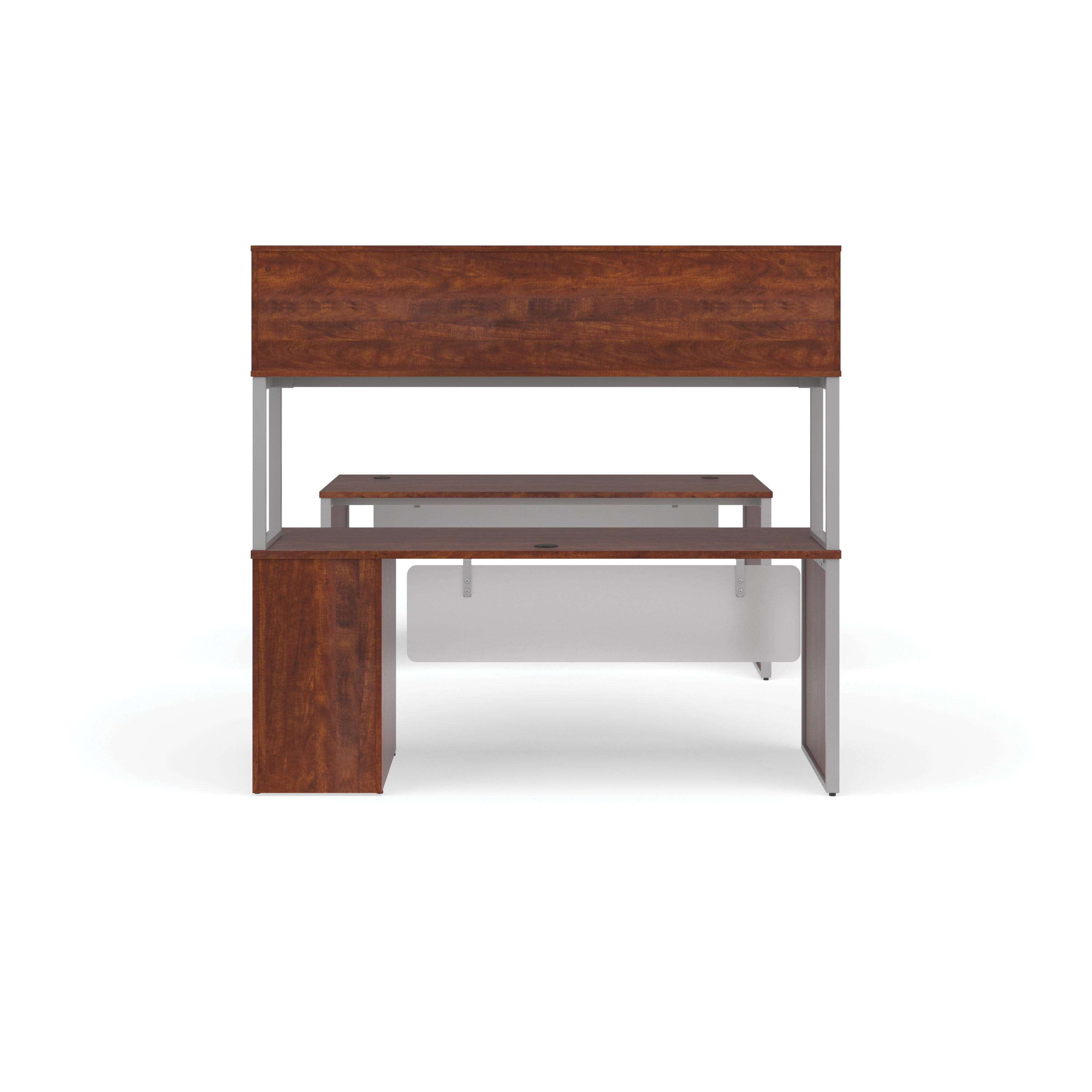 OFM Fulcrum Series Office Furniture Set, 72" Table Desk, 72" Credenza, Lateral 3-drawer Filing Cabinet, Hutch, Modesty Panel, Leg Panels, in White