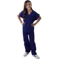 thumbnail image 2 of Natural Uniforms Kid's Unisex V-Neck Scrub Top & Elastic Scrub Pant Set, 2 of 5