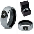thumbnail image 4 of Tungsten Religious Cross Heart Love Band Ring 8mm Men Women Comfort Fit Black Dome Brushed Gray Polished, 4 of 4