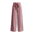 thumbnail image 4 of ZHYou No Boundarie Womens Striped Pants Casual Drawstring High Waist Wide Leg Cute Stylish Loose Fit Trousers,Pink,Size XL, 4 of 5