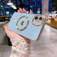 thumbnail image 2 of for iPhone 11 Case Compatible with MagSafe, Luxury Love Heart Soft Phone Case, Full Camera Lens Protection Magnetic Case for iPhone 11 for Women Girls (6.1") - Light Blue, 2 of 10