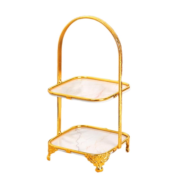 Soporte de pastel de bandeja de servicio de estante de exhibición antiguo Yuyangstore dos niveles