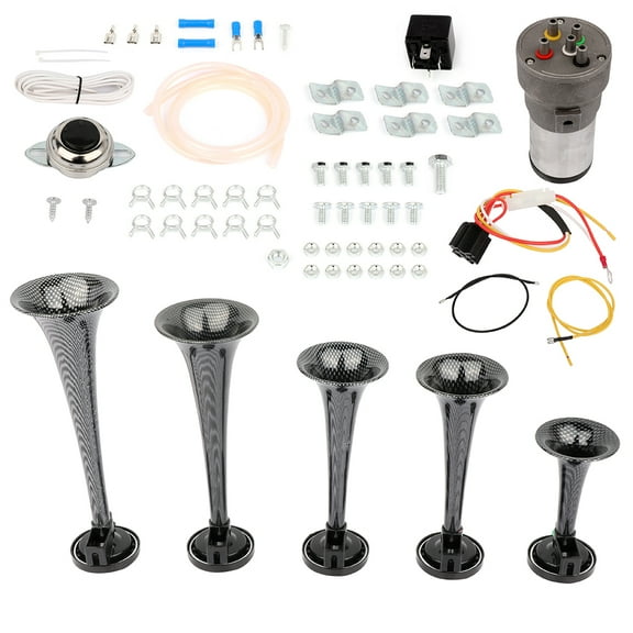 CCIYU Loud Air Horn Kit 12V 5 Trumpet Musical Dukes Hazzard Dixie Horn with Compressor Replacement for Train Car Truck Boat RV