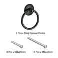thumbnail image 3 of Uxcell Round Ring Pulls, 6Pcs Drawers Knobs Black Circle Drawer Handles Single Hole for Dresser Cupboard Wardrobe, 3 of 6