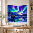 thumbnail image 5 of Bull Moose in Aurora and River, Peaceful Fantasy for Nature Enthusiasts, Wildlife Scenery Art, Housewarming Gift Tapestry Wall Hanging for Bedroom and Living Room, 5 of 7
