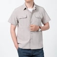 thumbnail image 4 of Afdoent Shirt For Men Male Short Sleeve Shirt Casual Loose Solid Color Workwear Summer Shirt Casual Vacation Top, 4 of 5