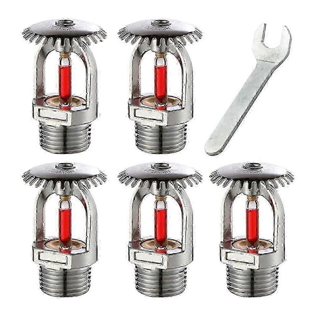 5Pcs Fire Sprinkler-Head 155, Upright Sprinklers-Head Water Spray-Up 68 Quick Response 1/2Inch NPT