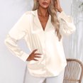 thumbnail image 6 of Posijego Satin Button Down Shirts for Women Business Office Blouses Silk Long Sleeve Dressy Casual Work Tops, 6 of 6