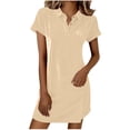 thumbnail image 3 of TaTaai Women's Spring Summer Casual Dress Short Sleeve Round Neck Solid Color Loose Fit Knee Length Shift Dress Soft Breathable Gift, 3 of 7