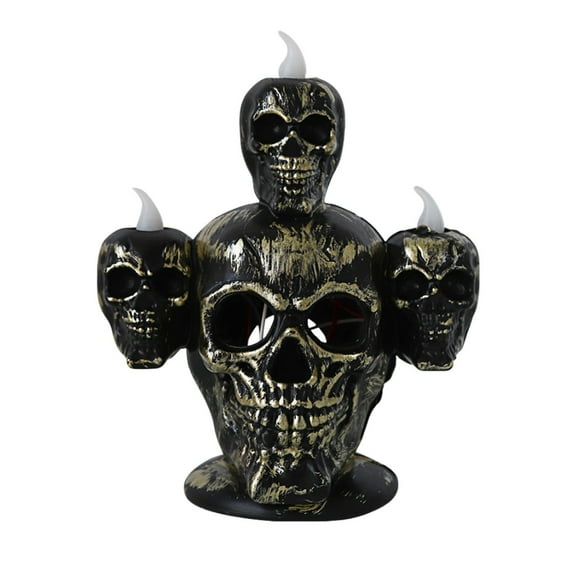 Halloween Decoration Skull Lamp Skull Candle Holder for Halloween Decor,Resin Gothic Skeleton Head Candlestick for Pillar Candle,Desktop Tealight Cup for Christmas Home Office Party