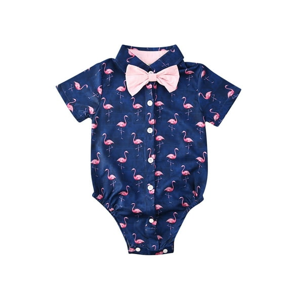 Douhoow Baby Boy Gentleman Bodysuit Infant Short Sleeve Turn Down Collar Romper
