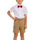 thumbnail image 4 of Odeerbi Niños 2 Piezas Caballero Traje Formal Preppy Vestido de Manga Corta Camisa y Traje Pantalones Cortos Conjunto de Uniforme Escolar, 4 of 9