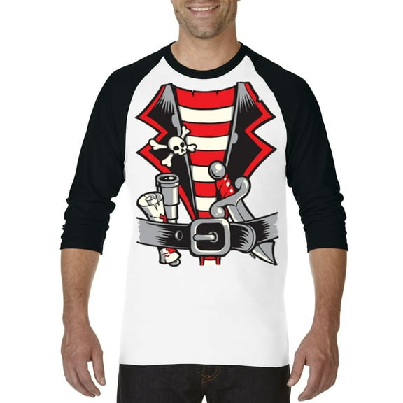 Artix - Mens Raglan Sleeve Baseball T-Shirts, up to Size 3XL - Pirate Costume