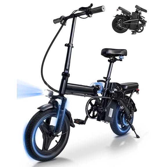 14" Foldable Electric Bike for Adults, Commuter E-Bike with 500W Peak Motor, 48V 12Ah Removable Battery, 24 MPH 32 Miles Range,UL 2849 Certified