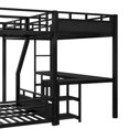 thumbnail image 6 of Twin XL Over Queen Bunk Bed Frame with Twin XL Size Loft Bed and Desk, Metal Bunk Bed with Storage Shelves, Triple Bunk Beds Frame with Slide for Apartment, Dorm, Mattress Not Included, Black, 6 of 8