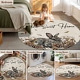 thumbnail image 5 of Round Rug 3.3Ft Washable Non-Slip, Rabbits Pine Cone Circle Area Rugs for Living Room Bedroom, Sweet Home Texture Rustic Leaf Retro Beige Indoor Floor Mats Carpet Runner for Home Decor Aesthetic, 5 of 8