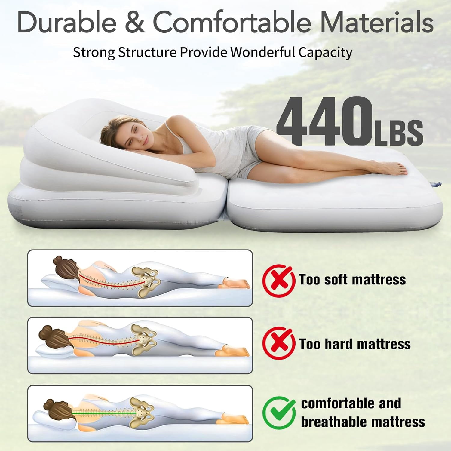 Full Size Inflatable Sofa Bed with Air Pump,2-in-1 Blow-Up Couch and Folding Air Mattress Bed for Home,Camping,and Guests