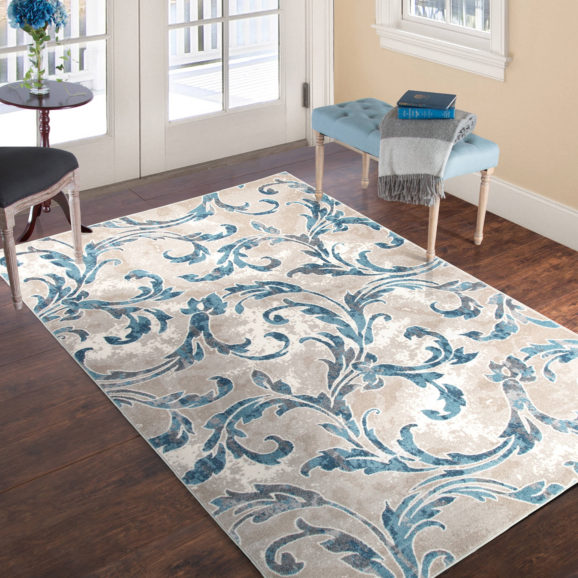 Somerset Home Vintage Patchwork Area Rug, Beige Blue