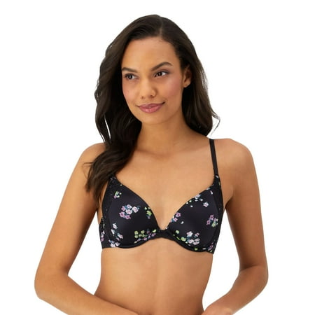 Maidenform® Love the Lift® Natural Boost Demi T-Shirt Underwire Bra 09428 Color: Black Regal Ditsy Size: 34 C
