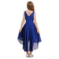 thumbnail image 4 of Linjinx Kids Girls Sleeveless V Neck Junior Bridesmaid Dresses Asymmetrical Hem Chiffon Birthday Blue 14, 4 of 7