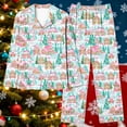 thumbnail image 4 of HOMBOM Christmas Pajamas for Women One Sets Loungewear Long Sleeve and Pants Button up Festive Cute Pink Ladies Pjs, 4 of 5